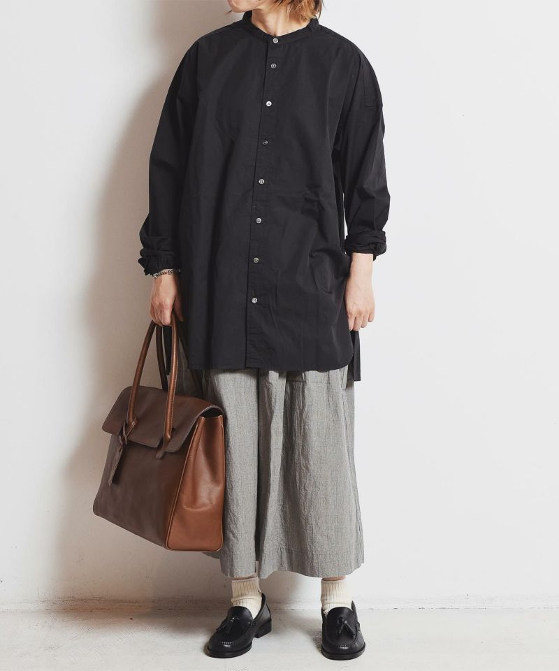 ブラウス シャツ 70/1ピマ高密度ツイルスタンドカラーシャツ レディース 70/1ピマ高密度ツイルスタンドカラーシャツ | quadro (クオドロ