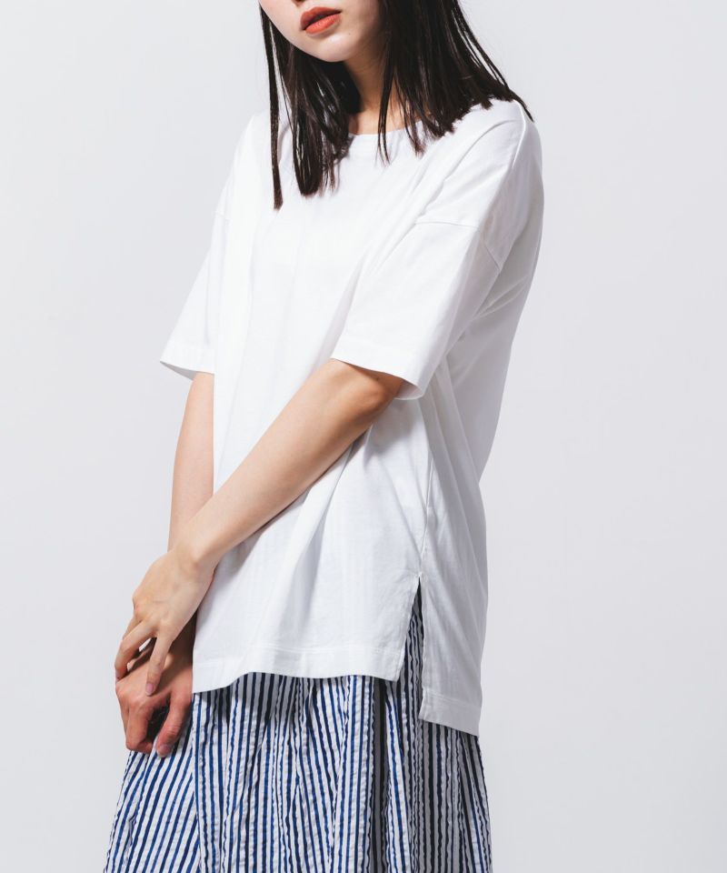 tシャツ コンパクトクルローレル天竺クルーネックtee レディース コンパクトクルローレル天竺クルーネックtee | quadro (クオドロ