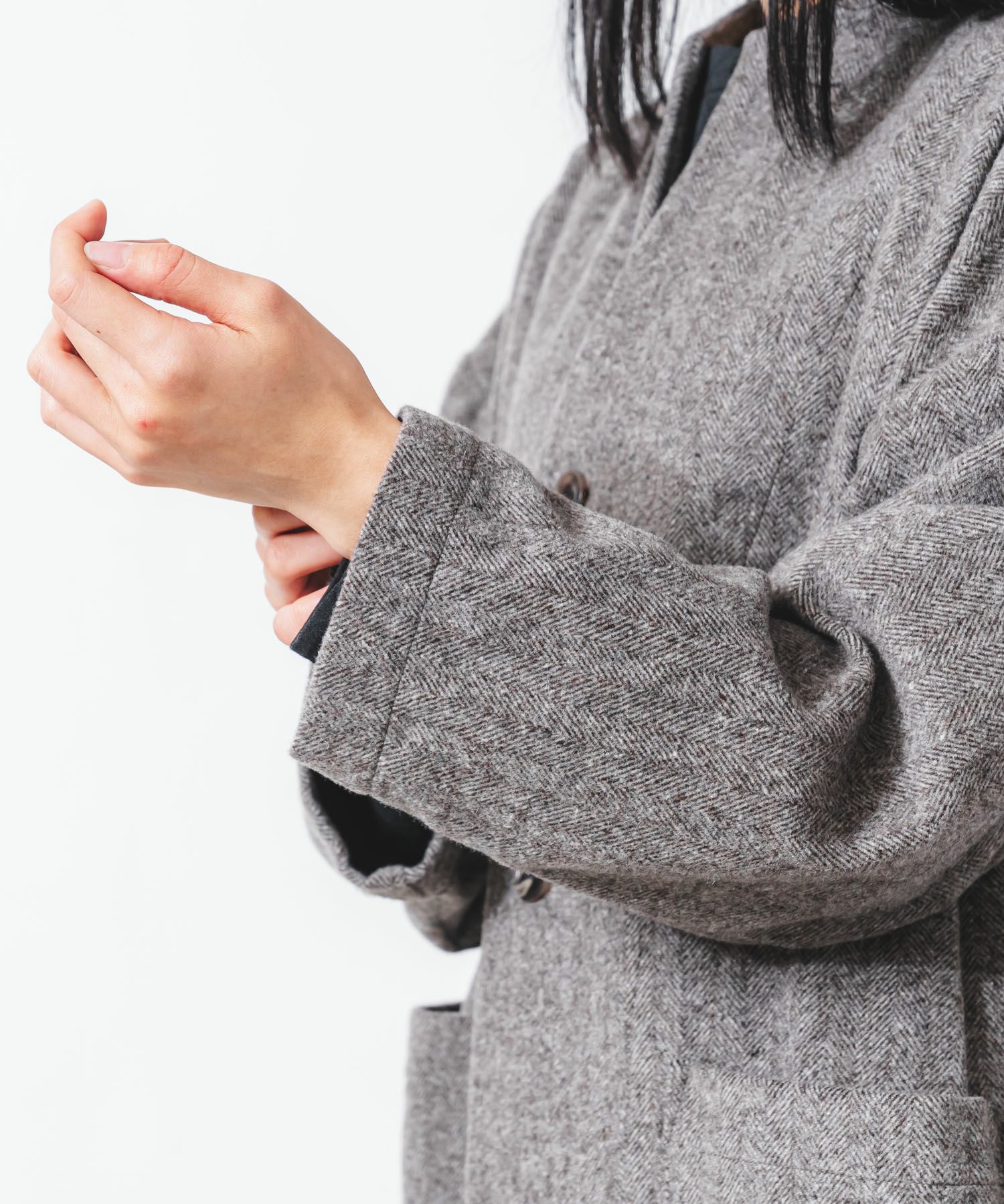 リニュールビーバーヘリンボンハーフカーディガン | quadro (クオドロ