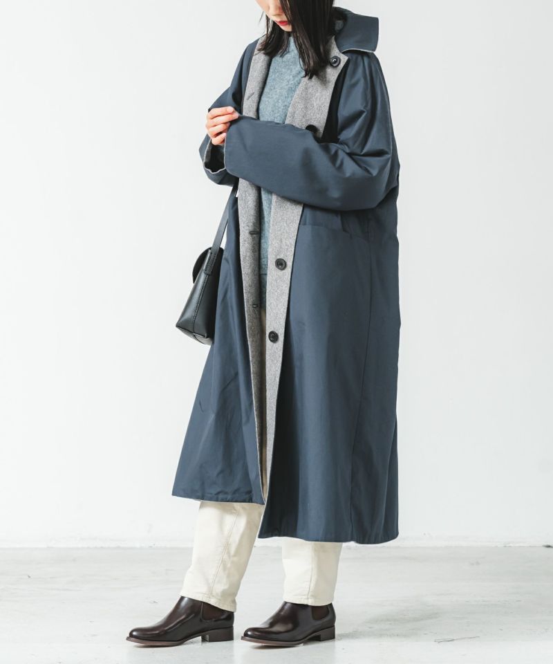 れおぱ　リバーシブルコート 12Twelve Agenda チェック柄リバーシブルコート （ブラック