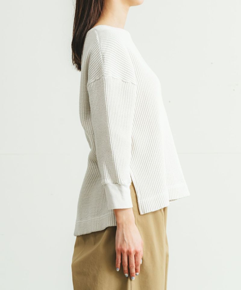 ビッグワッフル7分袖クルーネックプルオーバー | quadro (クオドロ
