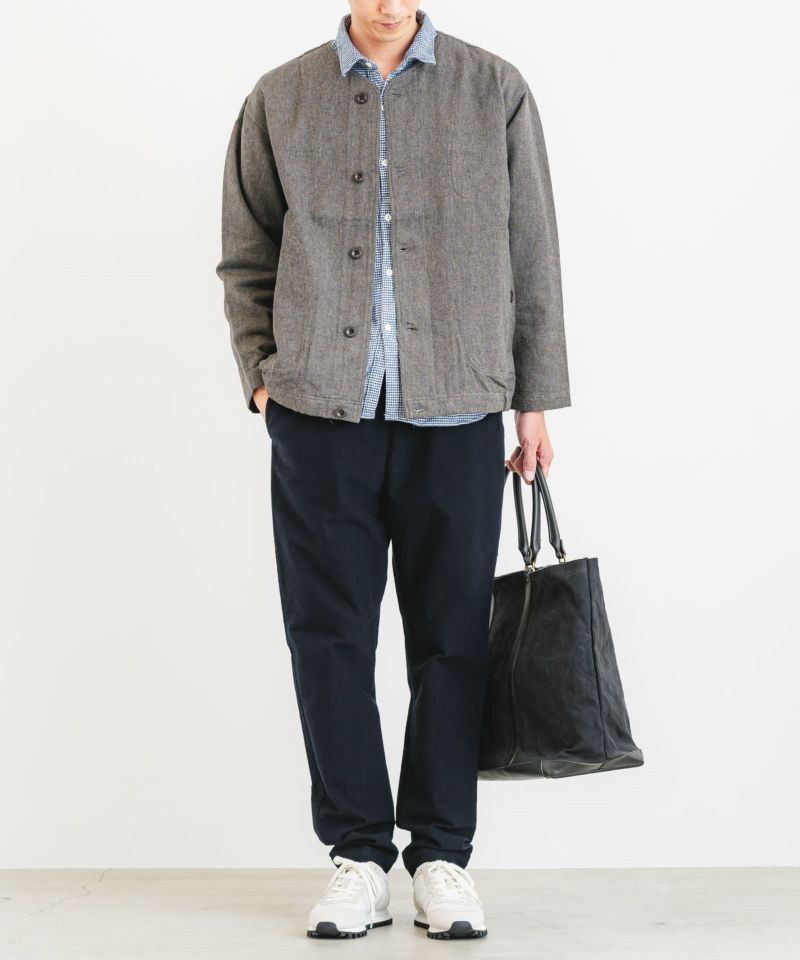 コットンウールバックブラッシュツイルノーカラージャケット | quadro