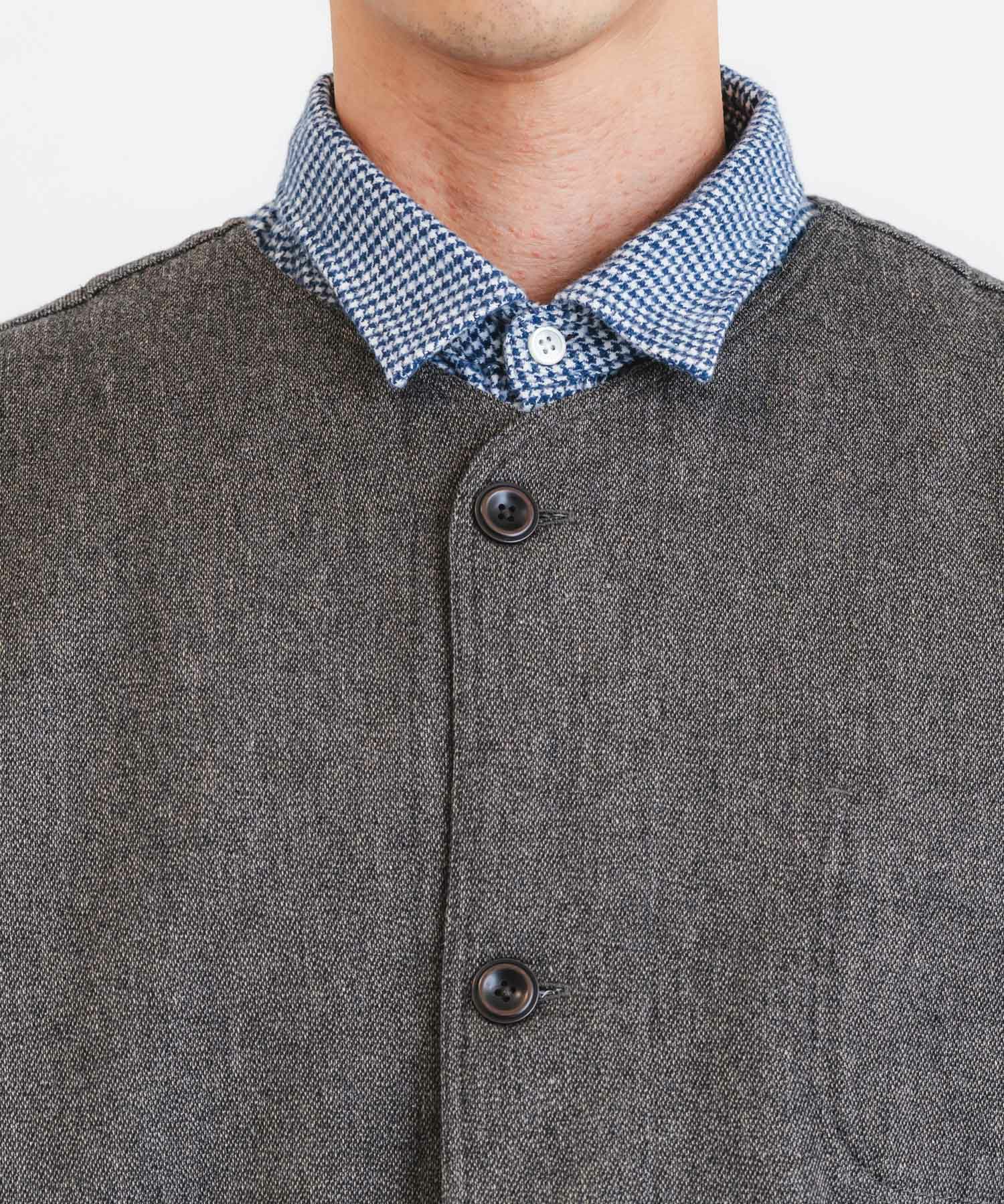 コットンウールバックブラッシュツイルノーカラージャケット | quadro