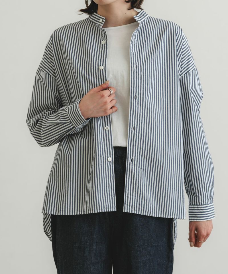 ストライプオーバーシャツ 60/1タイプライターストライプオーバーシャツ | quadro (クオドロ