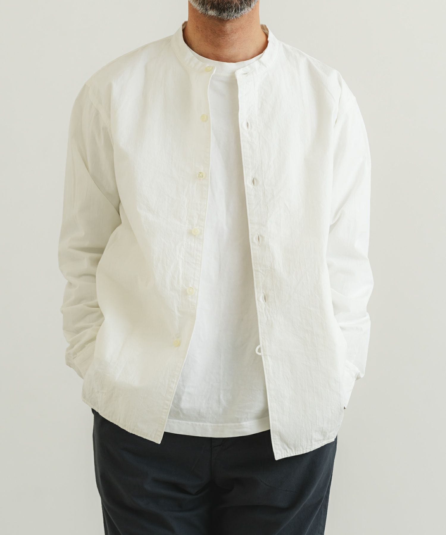 ボイルワッシャースタンドカラーオーバーシャツ | quadro (クオドロ