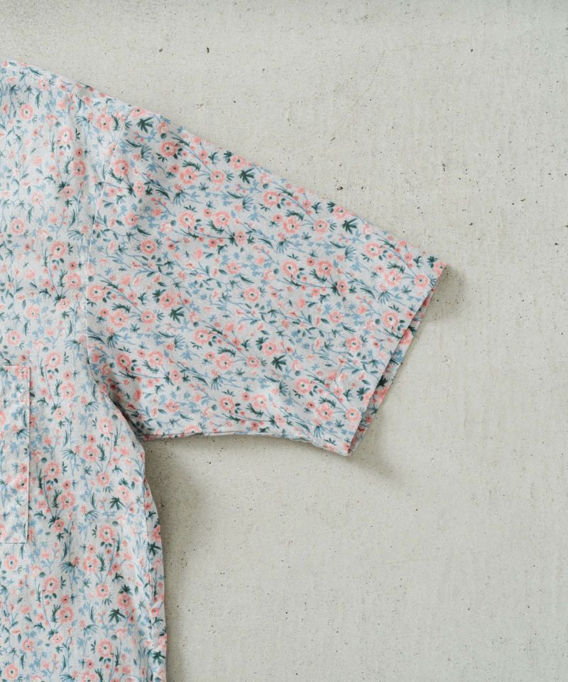 PLATSPLEASE 花柄 半袖シャツ Nilway シャツ オーバーサイズ花柄ドレープ 半袖 シャツ