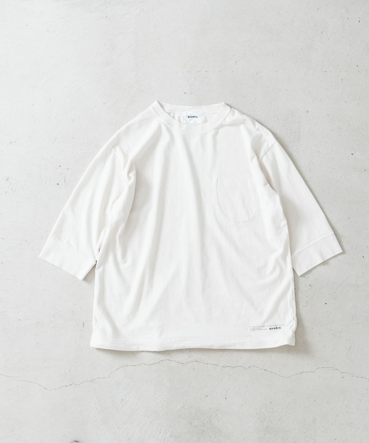 シルキーコットンドライ天竺裏ポケット7分袖クルーネックP/O【MEN