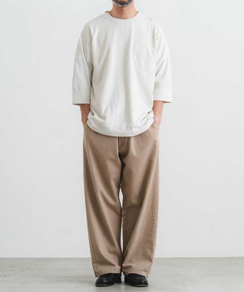 シルキーコットンドライ天竺裏ポケット7分袖クルーネックP/O【MEN