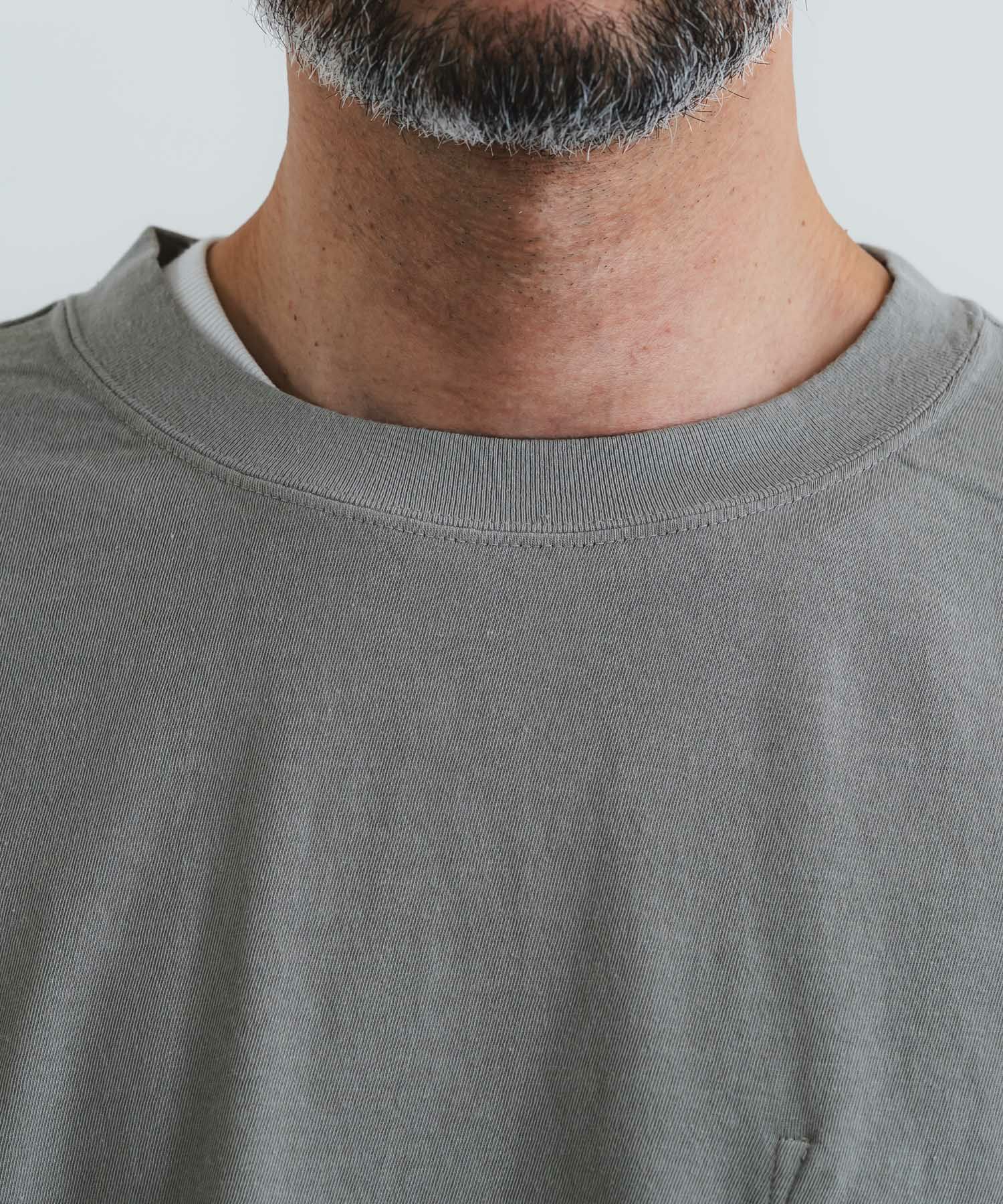 シルキーコットンドライ天竺裏ポケット7分袖クルーネックP/O【MEN