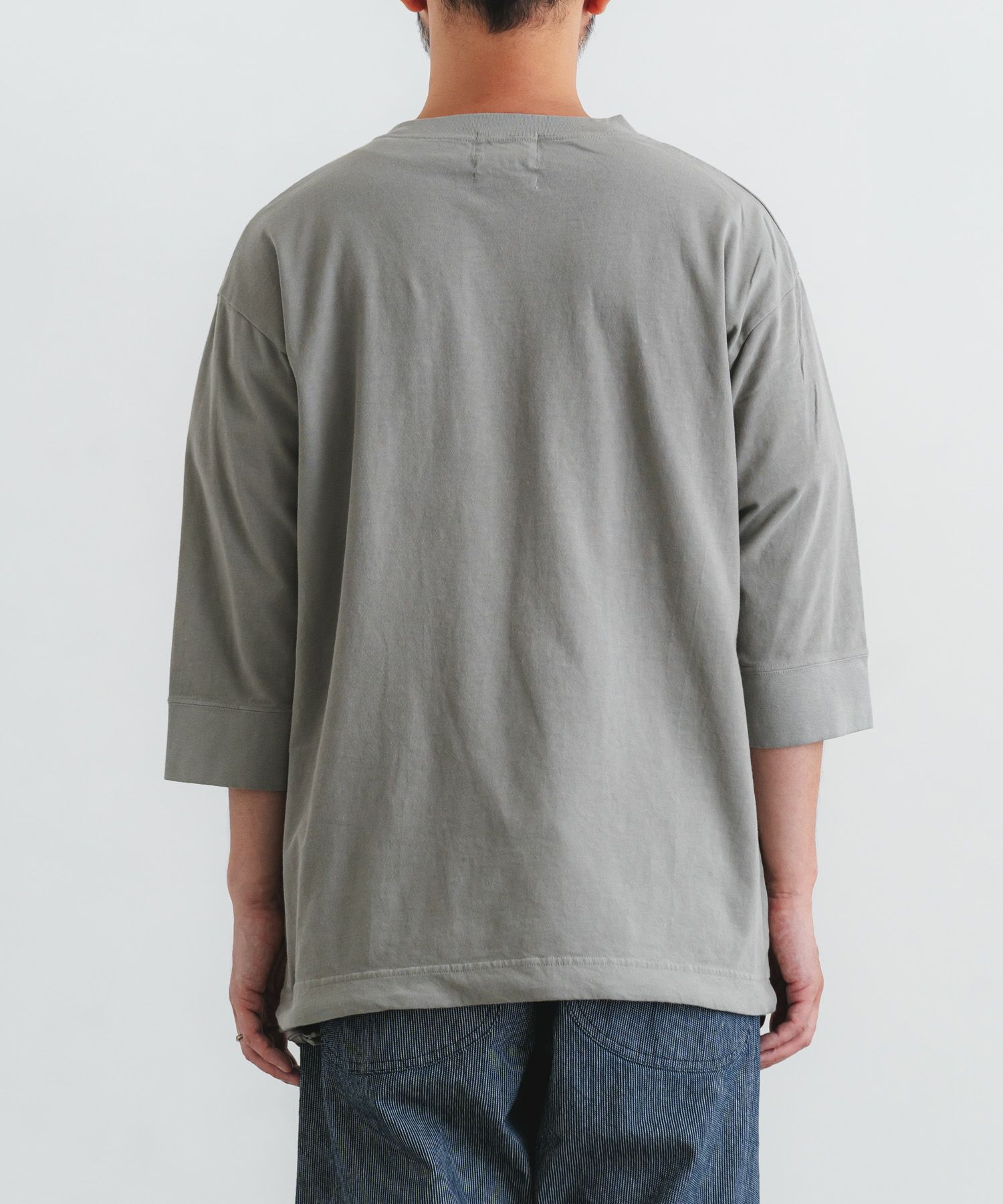 クワトロ シルキーコットンドライ天竺裏ポケット7分袖クルーネックP/O【MEN