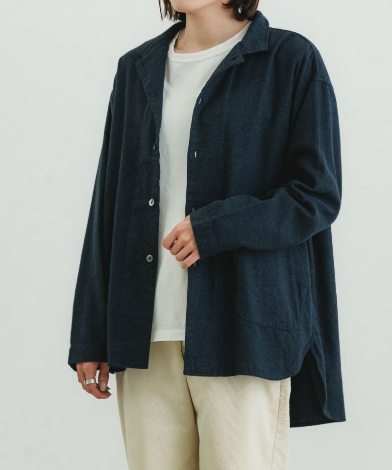 コットンメランジフランネルラウンドヘムシャツカバーオール | quadro