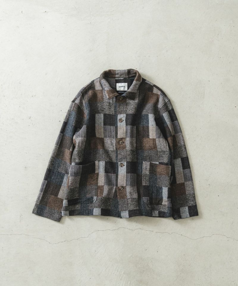   / パッチワークテーラードジャケット/48/コットン/IDG/総柄/0887857539-984 コットンツイードパッチワークカバーオール【MEN】 | quadro (クオドロ