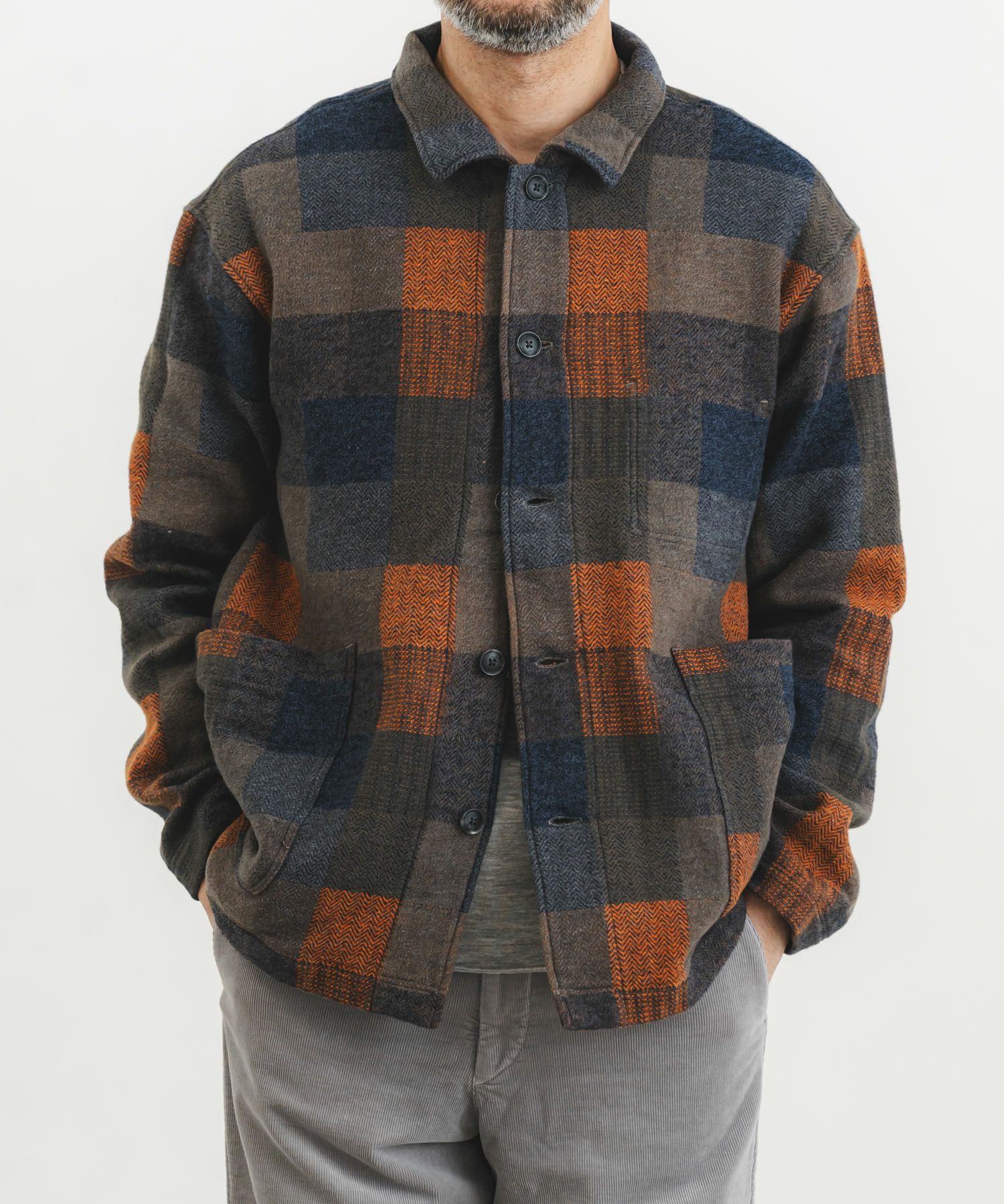 コットンツイードパッチワークカバーオール【MEN】 | quadro (クオドロ