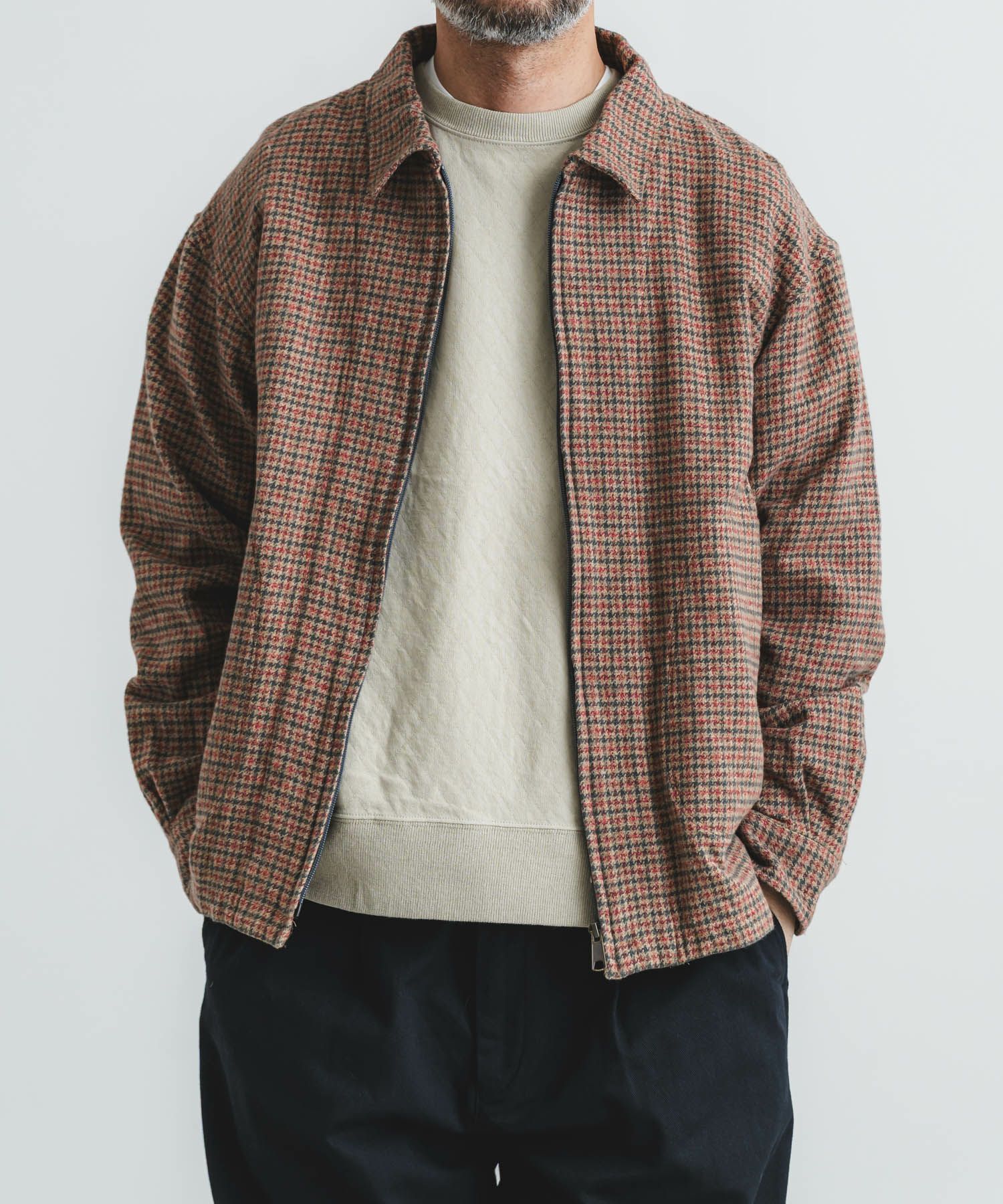コットンツイードチェックZIPブルゾン | quadro (クオドロ) 公式